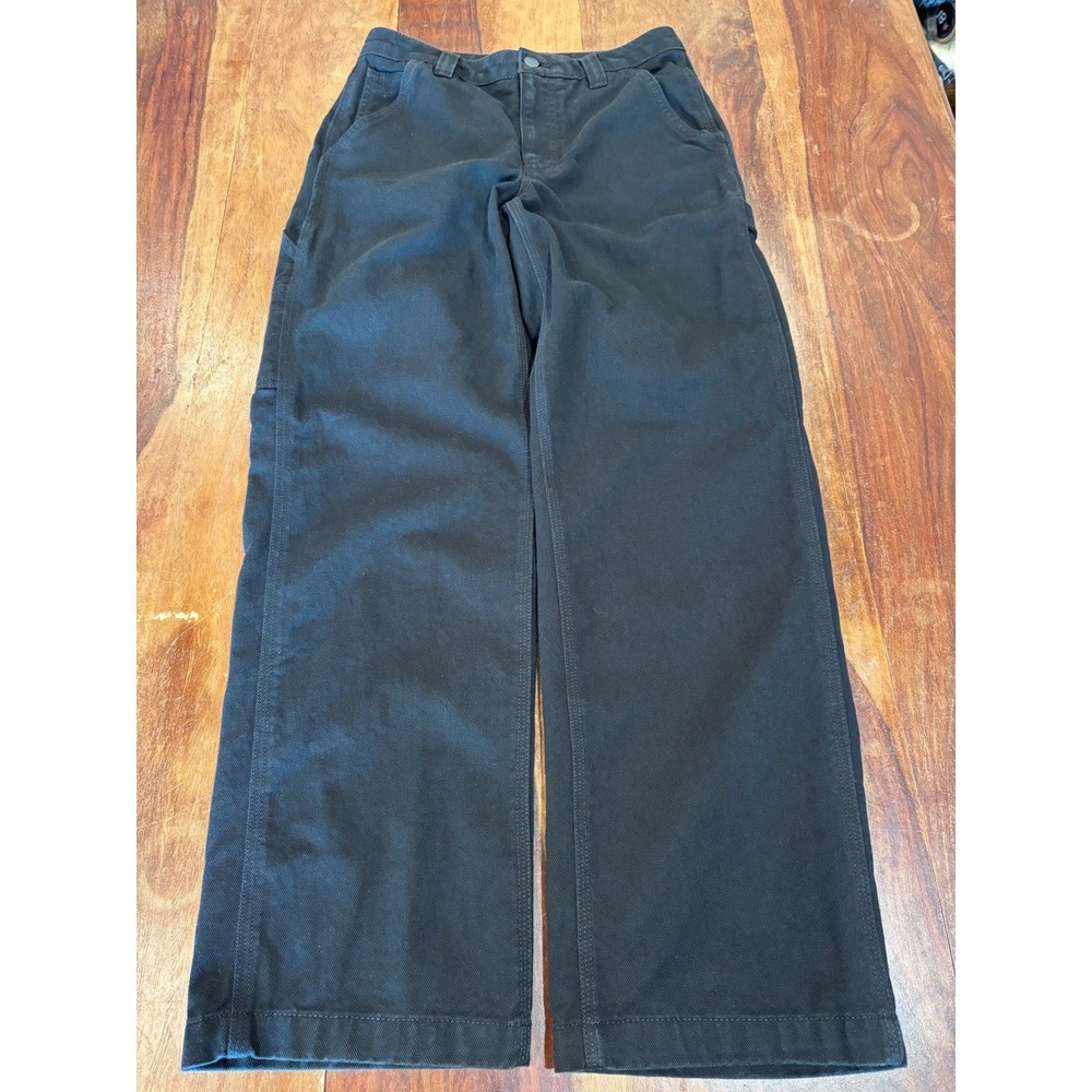 Aritzia TNA carpenter pants womens sz 2 black wide leg utility cotton 78975